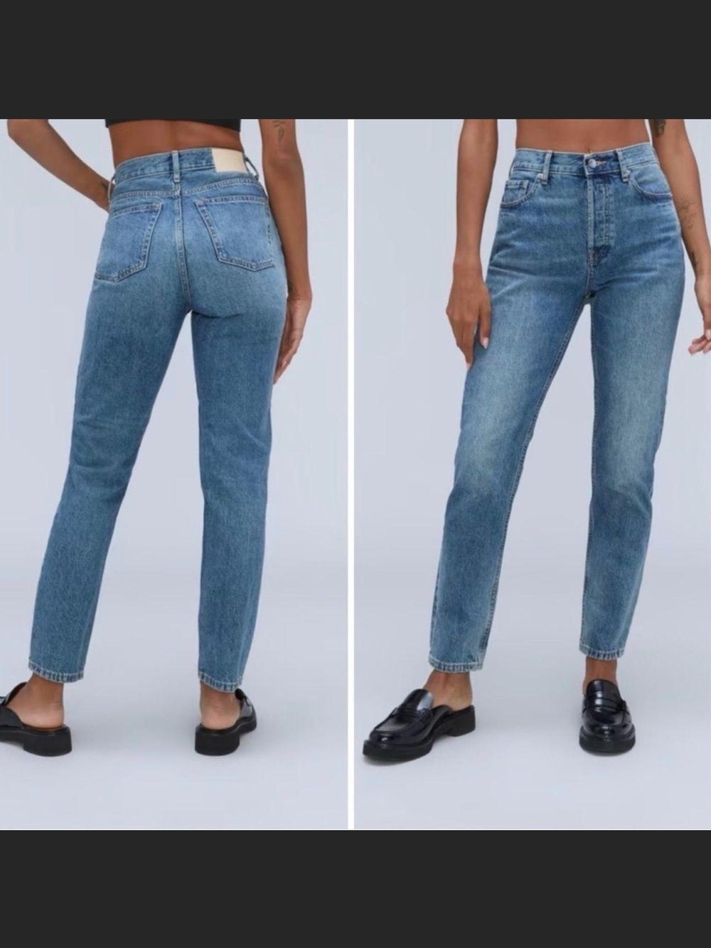 Everlane 90s Cheeky Jean High-Rise Straight Jeans - Medium Blue Wash
